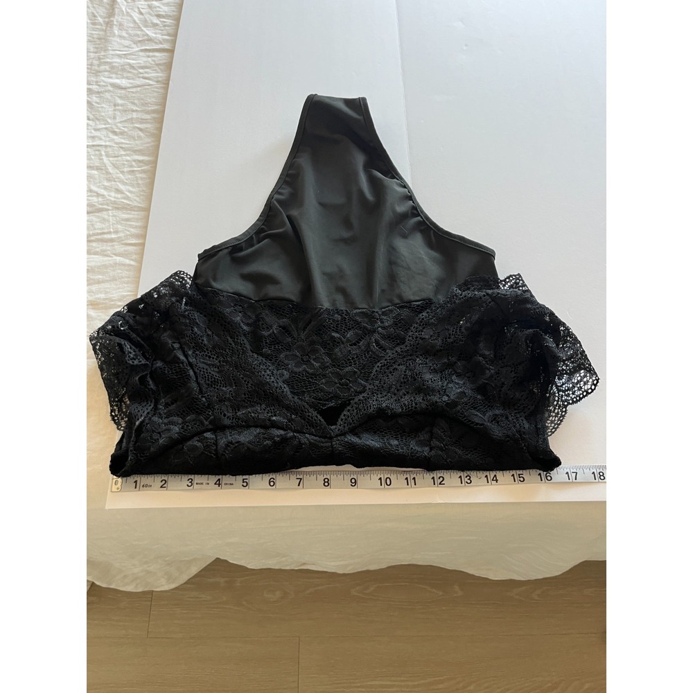 Women Top S Black Whimsigoth Witchy Dark Fairy Grunge Festival Lace Floral Sheer - Picture 5 of 7